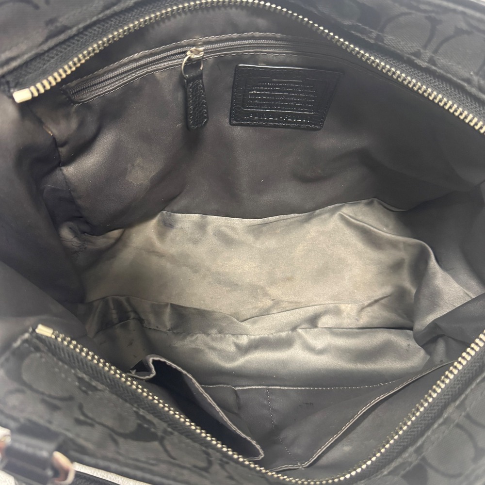 Coach Park Signature Carrie Tote Shoulder Bag Black Leather Trim F23297 - Picture 5 of 10